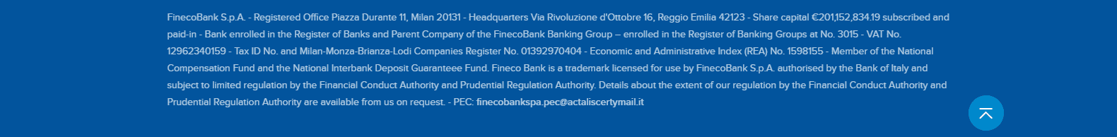 Fineco Bank regulation Fineco Bank regulation